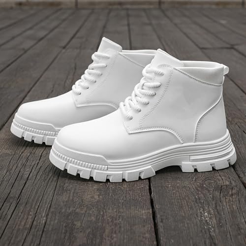 Bottines de combat blanches homme lacets chaussure de marche rue moderne
