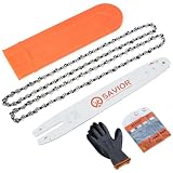 Savior 14 Inch Chainsaw Bar and S50 Chain Combo, 3/8' LP Pitch .050' Gauge 50 Drive Links Replace Oregon 105667 140SDEA074, Fit Stihl MS170, MS180, MS180C and More(2 Chains + 1 Bar)