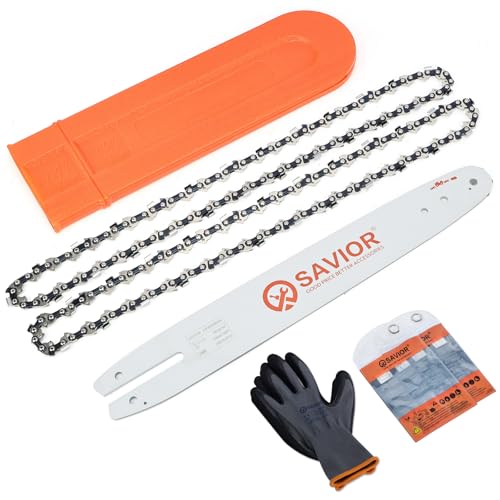 Savior 14 Inch Chainsaw Bar and S50 Chain Combo 3/8 LP Pitch .050 Gauge 50 Drive Links Replace Oregon 105667 140SDEA074 Fit Stihl MS170 MS180 MS180C and More(2 Chains + 1 Bar)