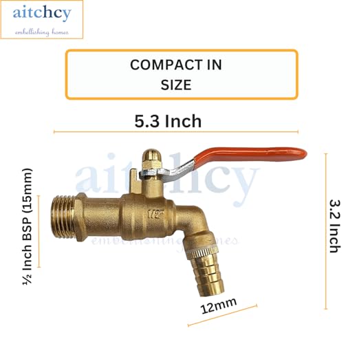 Image of Nozzle Brass Bib Cock with Hose Clamp for Bathroom | Kitchen |Garden Tap| Washing Machine Tap | Outdoor Taps