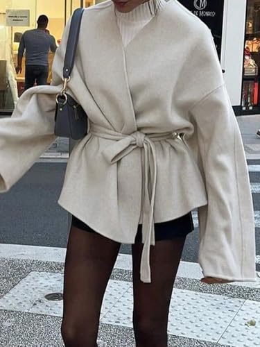 Chic Apricot Womens Casual Coat: Your New Favorite Fall & Winter Jacket in Loose Fit, Size Large - Image 6