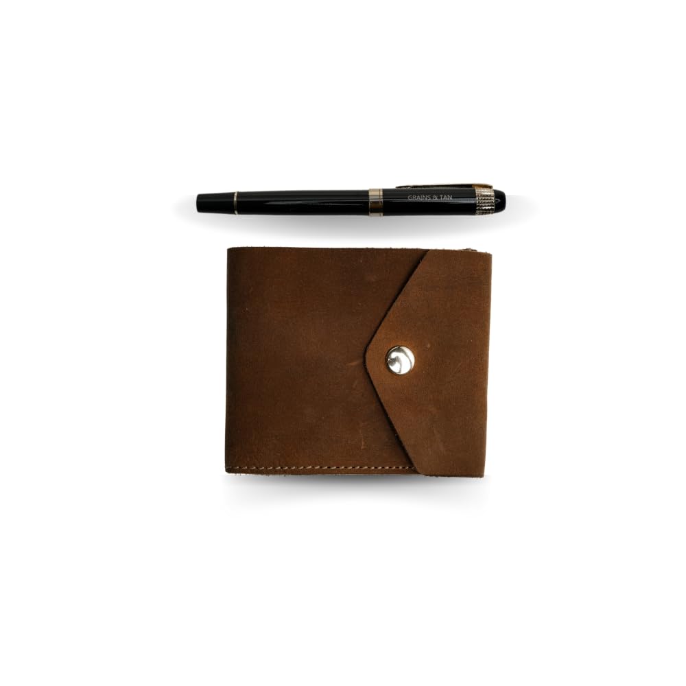 Wallets for Man-Leather Men's Wallet with Premium Fountain Pen Original Stylish Birthday Combo Purse Box Gifts Set-Men Boys Boyfriend Father Husband Male Gents Dad Son (Tan)-image-43