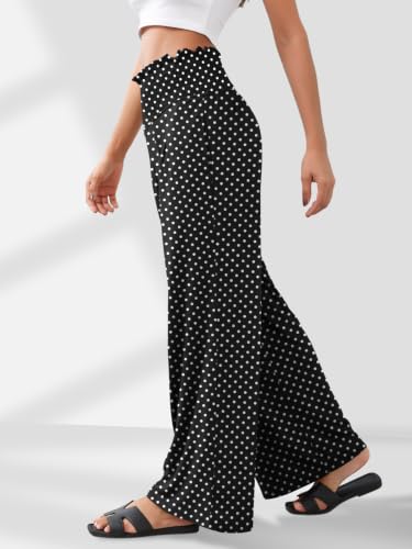 GEMLON Womens Pants High Waisted Palazzo Pants Wide Leg Long Pant Casual Lounge Trousers with Pocket — view 3