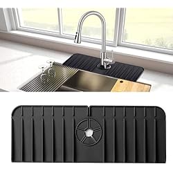 Fregadero Negro Ikea MisFun Alfombrilla de Silicona para Grifo, Almohadilla de Secado de Agua para Cocina, Alfombrilla Silicona Fregadero, Salpicaduras de Grif Almohadilla de Drenaje para Cocina Baño Negro