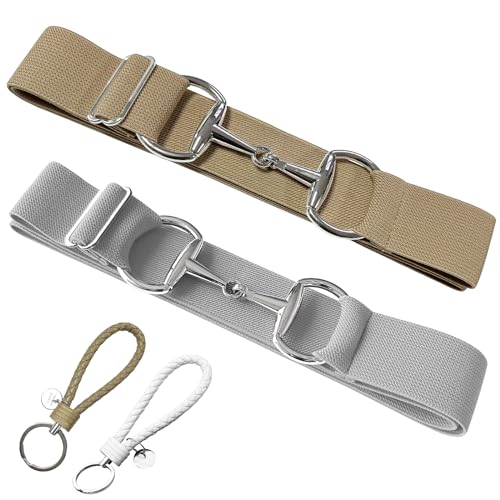 Image of Huaerle 1.5 inch Elastic Equestrian Belt with Bit Buckle and Leather Key Strap