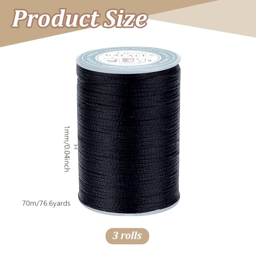 Hilo encerado de cuero para coser 230 yardas 1 mm negro miniatura 2