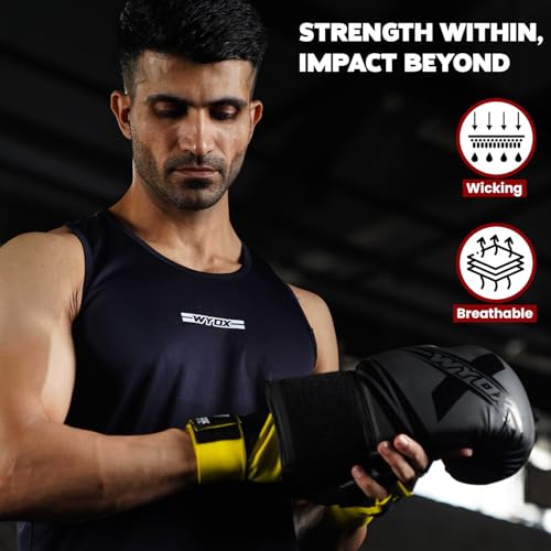 Image of WYOX Neoprene Gel Boxing Hand Wraps Inner Gloves for Men & Women - 80cm /31in Quick Wrist Strap, Padded Knuckle Protection, Fingerless MMA Muay Thai Kickboxing Wraps for Training & Martial Arts