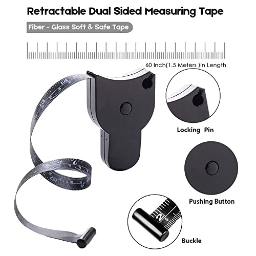 2 Pack Body Measuring Tape Retractable Tape Measure 60 Inches Dual Sided Soft Measuring Tape, Body Measuring Tape Ruler for Body Measurement, Weight Loss, Measure Chest and Waist Circumference