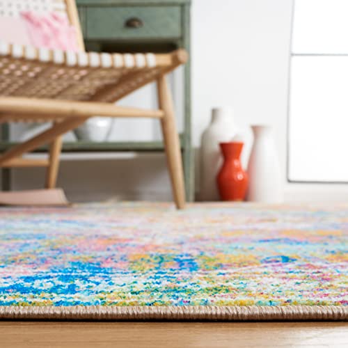 Safavieh Bahia Collection Machine Washable Slip Resistant 2'2" X 9' Ivory/Blue Bah161A Boho Overdyed Entryway Foyer Kitchen Runner Rug #TOP3