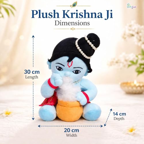 Image of Soft Toy Idol - 25 CM Plush Lord Krishna Doll for Kids | Cuddly Religious Stuffed Toy | Soft Plush Toy for Boys & Girls (Multicolour)