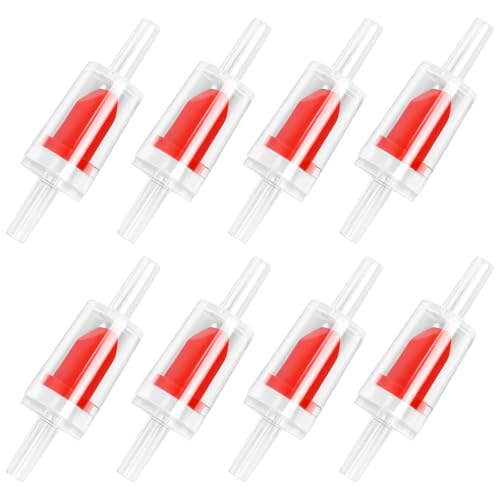 QVYQVY 8Pcs 3/16 Inch Aquarium Check Valves Plastic One Way Non-Return Check Valve for Fish Tank,Red...