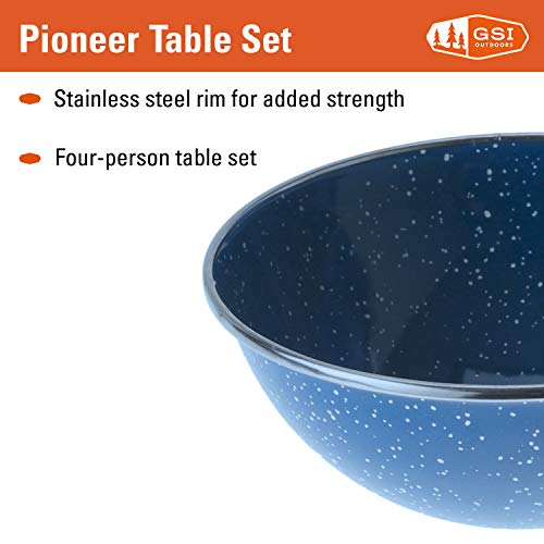 Vaisselle incassable GSI Outdoors Pioneer 12 pièces émail bleu camping - 3