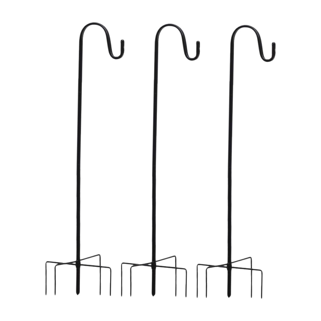 3 Stück Robuste Schwarze Eisen Gartenhaken 96cm Hoch für Blumenampeln und Vogelfutterspender im Außenbereich Einfacher Aufbau und Stabile Struktur für Garten und Hof