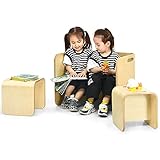 Erstklassige Materialien: Die Kinderasitzgruppe besteht aus strapazierfähigem Birkenholz, die Tragfähigkeit entspricht der natürlichen Textur, die Oberfläche ist mit ungiftiger und geruchloser Farbe geölt und die empfindliche und glatte Oberfläche weist keine Grate auf.