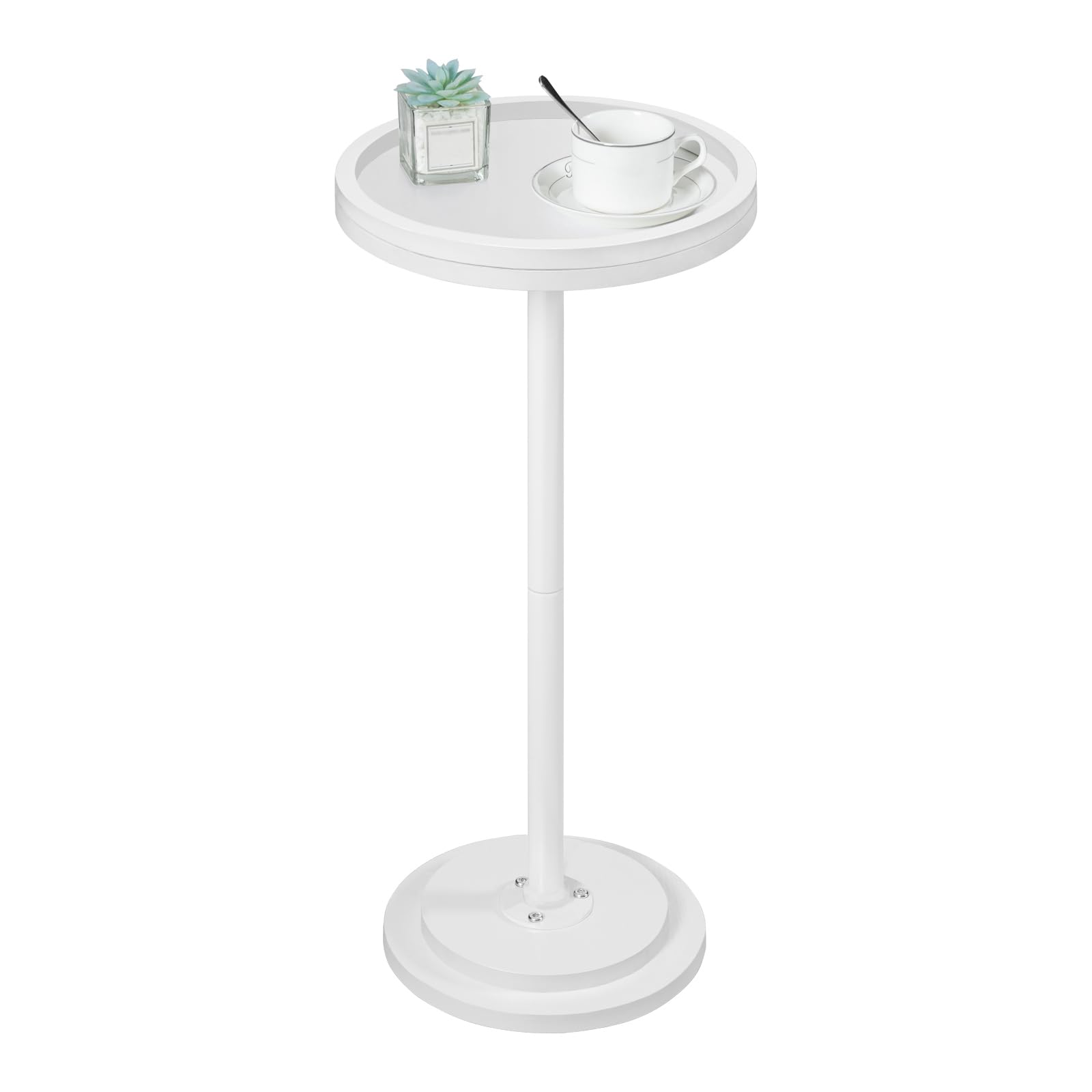 HOOBRO Round Side Table, Small Bedside Table, Drink Tables, Accent Round Table with Pedestal, Coffee Martini Tables Compact Corner Sofa Tables for Small Space, White EWW168BZ01