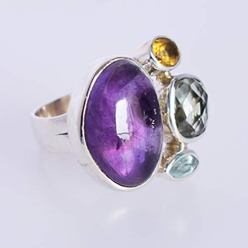 Bague citrine et améthyste argent 925 massif qui ne noircit pas