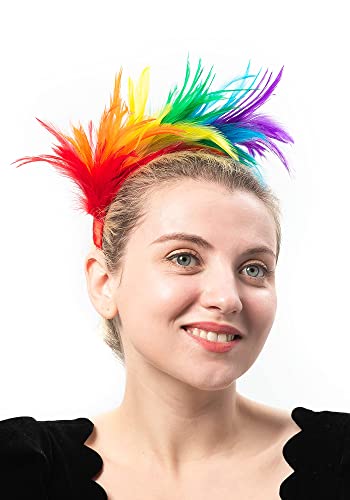 Felizhouse 1920S Fascinator With Feathers Headband For Women Wedding Tea Party Headwear (Rainbow Bird Parrot Headband) #TOP5