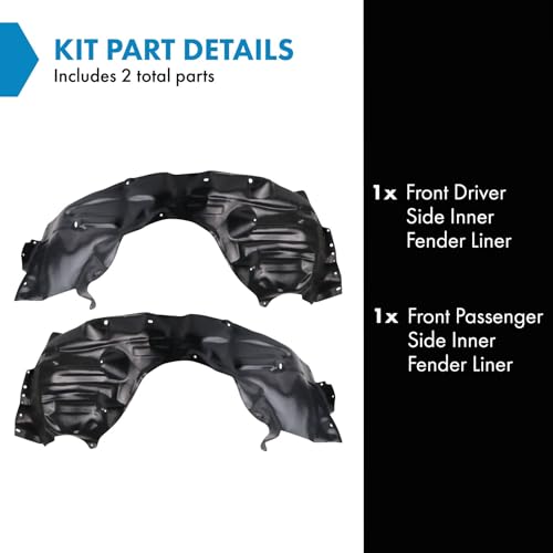 Image of TRQ Front Driver and Passenger Side Inner Fender Liner Set Compatible with 2019 Toyota RAV4