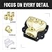 LEIGESAUDIO 0/2/4 Gauge in 4/8/10 Gauge Out Copper Amp Power Distribution Block for Car Audio Splitter (3 Way)