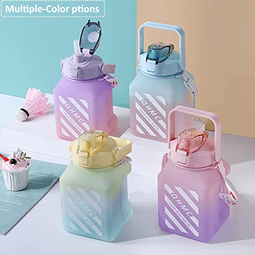 50Oz Water Bottle With Straw,Portable Leakproof Bpa Free Square Carton Drinking Bottle With Handle For Gym School Outdoor #TOP5