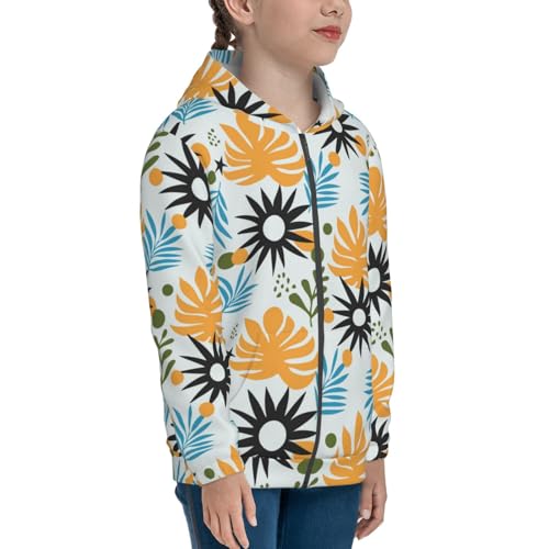 Abstract Palm Quill Kids Pullover Hoodies Boys Zip Up Sweatshirts Girls Athletic Clothes with Pocket4