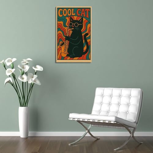 Toile chat cool vintage pour sublimer l'ambiance de votre chambre