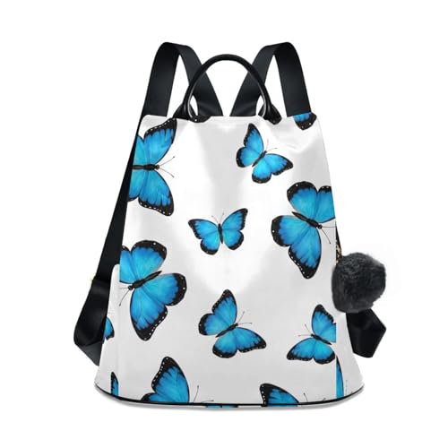 Sac à dos femmes antivol bleu papillons pour protéger vos affaires