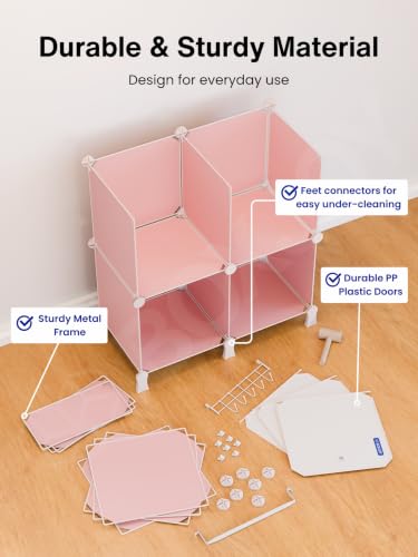 Image of BOXJOY Plastic Kids Wardrobe with 6 Doors, Sticker Sheet & 5 Hook Holder