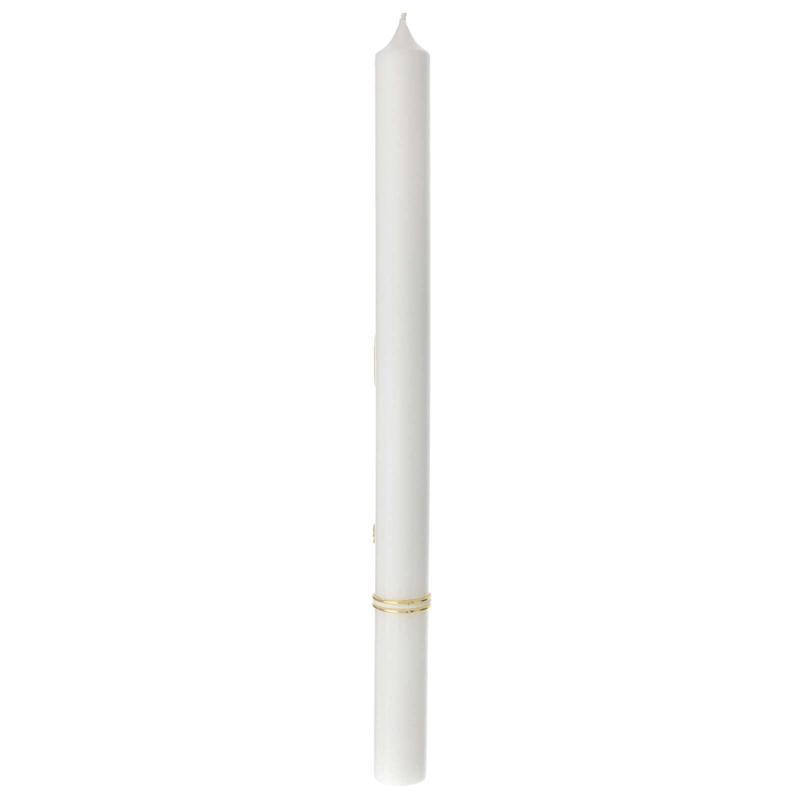 Holyart Bougies, cierges, chandelles: Cierge Baptême Chi-Rho blanc or 400x30 mm