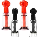 Jesakmie 4pcs 2 Size Nipple Sucker for Flat or Inverted Shy Nipples, Red Black Portable Nipple Pump Sucker, Inverted Nipple Puller Suction for Breastfeeding Women (2pcsRed + 2pcsBlack)