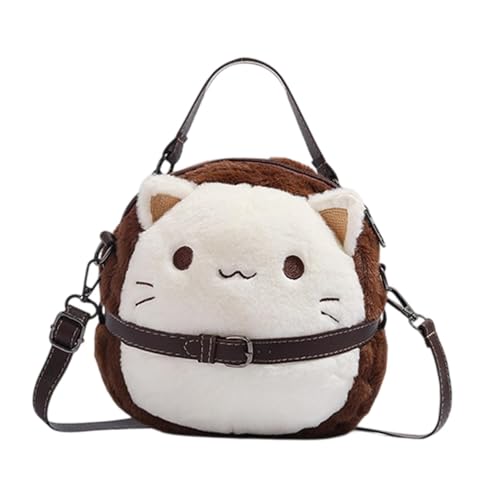 Bolso de felpa de gato con correa ajustable, bolso de hombro suave y adorable para mujer