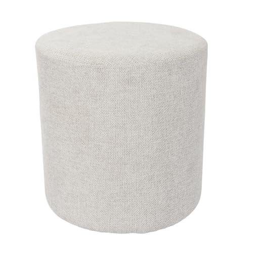 Bild: Meubletmoi Joel Fu�hocker, rund, Durchmesser 32 cm, aus weichem Stoff, Netz-Effekt, Wei� / Ecru ? elegant und kompakt f�r 69,00 EUR bei amazon.de