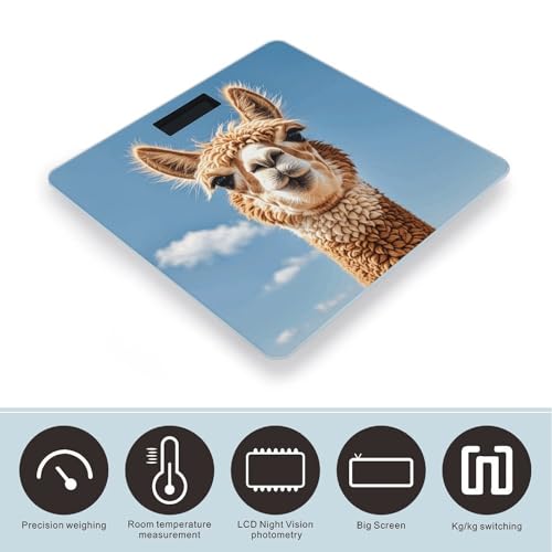 Balanza digital Alpaca Llama de vidrio templado para baño miniatura 3