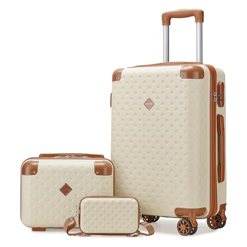 Joyway Luggage Sets 3 Piece Suitcase Set Carry On Luggage With Spinner Wheels Combination Lock For Travel Essentials Lightweight Hardshell Travel Luggage Set 20-Pulgadas , Color Marrón Blanco., 20 Joyway Luggage Sets 3 Piece Suitcase Set Carry On Luggage With Spinner Wheels Combination Lock For Travel Essentials Lightweight Hardshell Travel Luggage Set 20-Pulgadas , Color Marrón Blanco., 20
