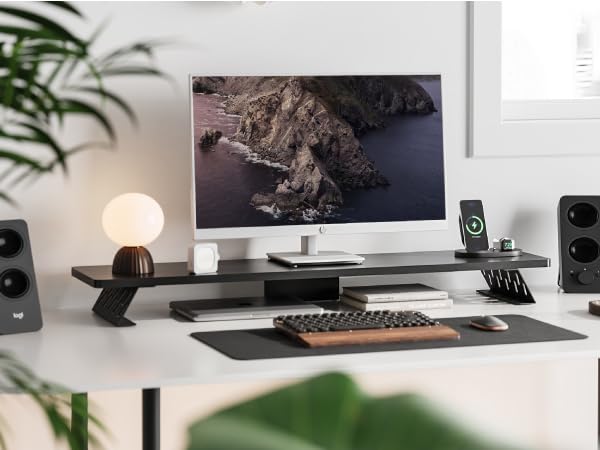 Double support de moniteur pour soulager le cou et surélever deux écrans de PC - 3
