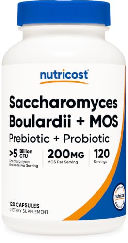 Nutricost Saccharomyces Boulardii + MOS Capsules (>5 Billion CFU) 120 Caps