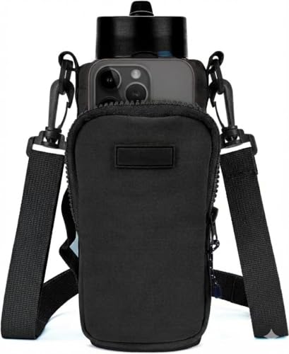 Bolsa Porta Garrafa (Preta) Squeeze para Copo Térmico com Alça Ajustável tipo Shoulder Bag, Ideal para Garrafas de Água, Transporte Prático e Confortável para Uso Diário – Qualidade Premium LNSTORE