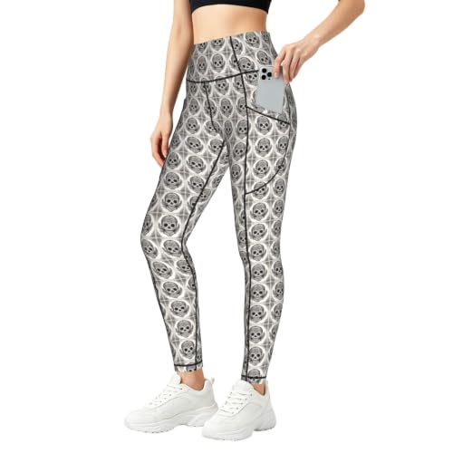 Pantalon de yoga respirant et fluide à imprimé tête de mort