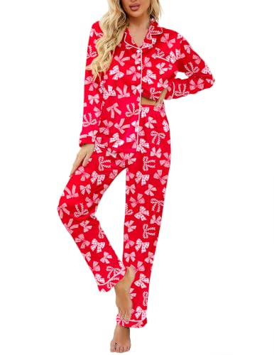 Image of Ekouaer Women's Classic Button Down Long Satin Silk Pajama Set
