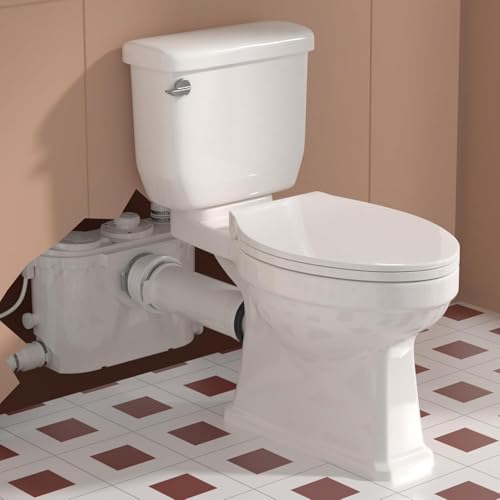 PROMAX Macerating Toilet with Macerator Pump for Basement Upflush System