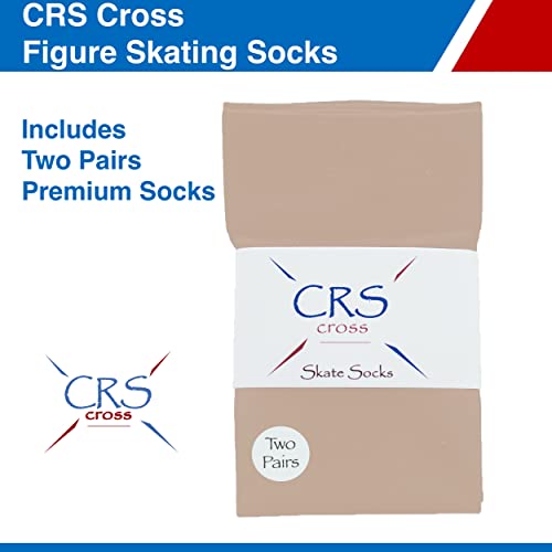Crs Cross Figure Skating Socks (2 Pair) Premium Knee High Tights For Ice Skates, Footed Skate Socks, Ice Skating Socks, Dance (Twizzle Tan) #TOP3