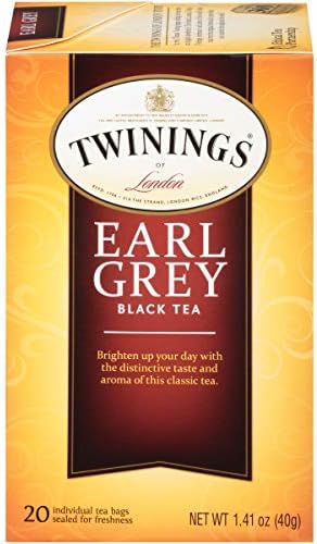 Twinings Earl Grey Individually Wrapped Black Tea Bags, 20 Count Pack of 6, Caffeinated, Flavoured with Citrus and Bergamot