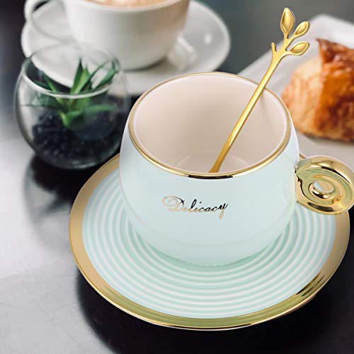 Hemoton 1 Set Theekop en Schotel Set Keramiek Beker Mok Drinkware Koffiebord Schotel Set Cadeau Voor Cafe Hotel Thuiskantoor (240 Ml) - Image 5