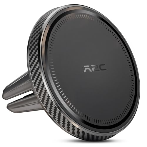 A2C Slim Magnetic Phone Holder for Car, Rental Car Essentials for Travel, No Assembly, Compact, One-Hand Operation, Easy Removal, Reusable, Upgraded Air Vent Phone Mount Compatible with MagSafe iPhone