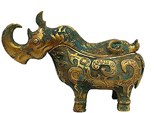 Dynastie Chinoise encensoir de Taureau H3TF5J en vieux bronze doré antique