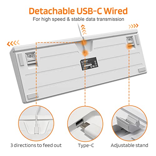 Ltc Nb1041 Nimbleback Wired Mechanical Keyboard, Hot-Swappable 104Keys Rgb Backlit Gaming Keyboard, Red Switch/White #TOP5