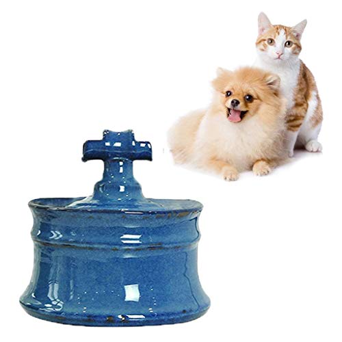 XBSLJ スマートペット噴水、セラミック衛生ウォーターディスペンサー、猫と犬の飲用アーティファクト、超静音デザイン(カラー: ブルー)