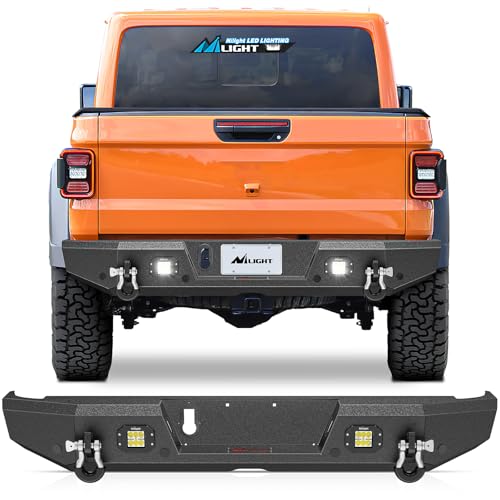 Image of Nilight Rear Step Bumper Compatible with 2020 2021 2022 2023 2024 2025 Gladiator JT Super Duty Pickup Truck Bumper with LED Lights, Sensor Holes and D-rings