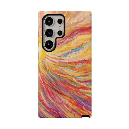 Coque Galaxy S24 Ultra jaune motif abstrait coups de pinceau rigide mate