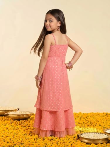 Image of Nautinati Girls Festive Ready Foil Printed Ethnic Lehenga Set with Dupatta | Age 2-8 Years